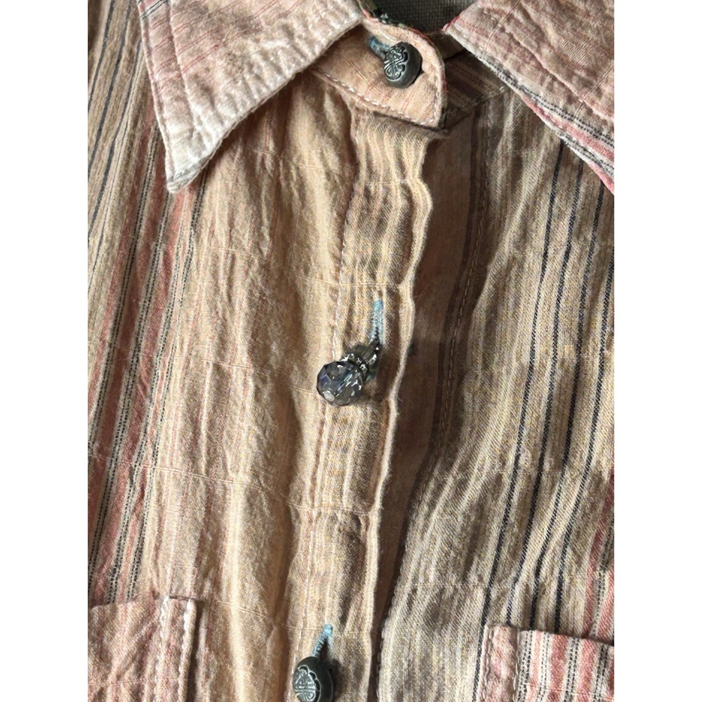 Aratta Silent Journey Womens Floral Mixed Media Button Up L/S Shirt Top‎ Small - Picture 4 of 6